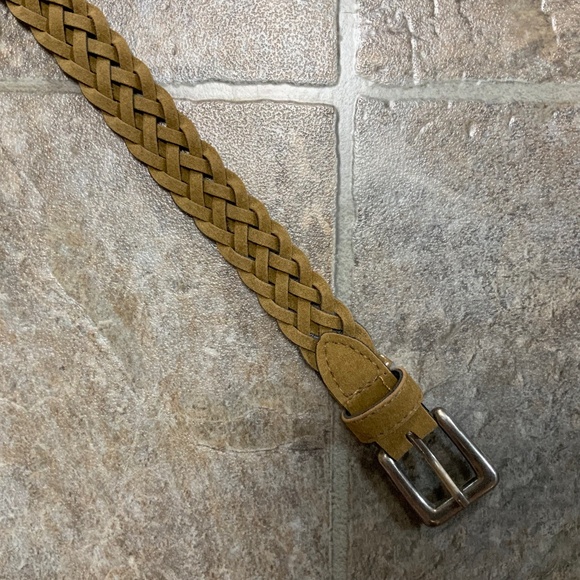 Accessories - Woven Suede Like Tan Belt With Black Leather Like Opposing Side
